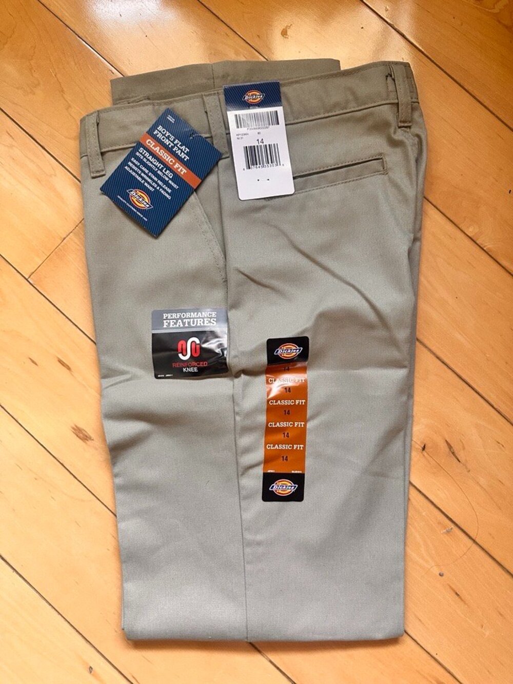 Dickies Boys Classic Fit Straight Leg Work Pants Khaki Sz 14 NWT
